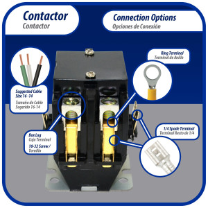 Appli Parts APAC-23024 Contactor 2 Polos 30A 24V Bobina Repuesto para Compresores de CA y Aplicaciones Electricas Certificacion UL E476929 de Trabajo Pesado