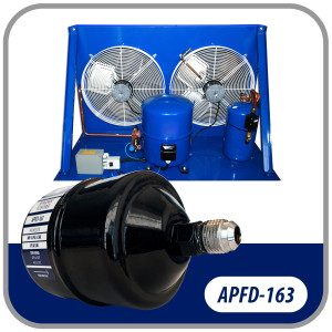 Appli Parts APFD-163 3/8 in Liquid Line Refrigerant AC Filter Drier hvac Refrigeration 163 SAE Flare connection universal unidirectional 7in long 3in wide