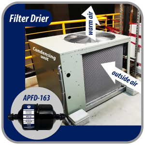 Appli Parts APFD-163 3/8 in Liquid Line Refrigerant AC Filter Drier hvac Refrigeration 163 SAE Flare connection universal unidirectional 7in long 3in wide