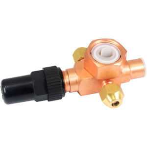 Appli Parts APRV-VA06 Valvula Rotolock V06 1 pulg x 1/2 pulg Soldable con puertos de acceso de 1/4 pulg Universal para sistemas de refrigeracion y aire acondicionado