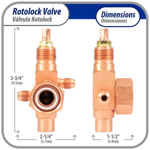 Appli Parts APRV-VA06 Valvula Rotolock V06 1 pulg x 1/2 pulg Soldable con puertos de acceso de 1/4 pulg Universal para sistemas de refrigeracion y aire acondicionado Appli Parts APRV-VA06 Valvula Rotolock V06 1 pulg x 1/2 pulg Soldable con puertos de acceso de 1/4 pulg Universal para sistemas de refrigeracion y aire acondicionado
