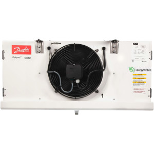 Danfoss 114U0000 Evaporator Optyma MBP 5K Btu/hr at 25F SST R404 Air Defrost 6FPI Low Profile 1 x 12in ECM fan DACC RX L050.1A4/A1 230V/1Ph/60Hz
