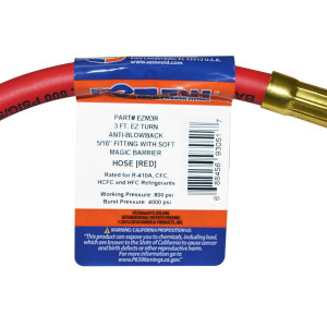 Uniweld EZM3R Manguera Manometro 36 pulg / 90cm Roja 1/4 X 5/16 CFC/HCFC/HFC R410 Ez-Turn Anti-Blowback