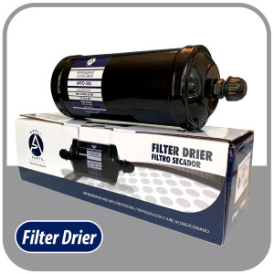 Appli Parts APFD-303 3/8 in Liquid Line Refrigerant AC Filter Drier hvac Refrigeration 303 SAE Flare connection universal unidirectional 10-1/2 in long 3-1/4 in wide