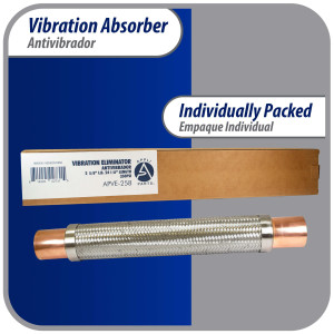 Appli Parts APVE-258 2-5/8 in Vibration Absorber Eliminator Sweat Connections 24 in Long 300 psi Max working and 3,265 psi Burst pressure