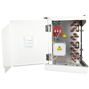 Danfoss 114U0007 Evaporator Optyma MBP 30.5K Btu/hr at 25F SST R404 Air Defrost 6FPI Low Profile 4 x 12in ECM fans DACC RX L305.1A4/A1 230V/1Ph/60Hz
