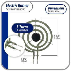 Appli Parts WB30K10002 Surface Burner Heating Element 3 turns, 6 in, 3 turn, 1250 W, 240 V, Replaces GE General Electric 2391B, 404064, 8053265, 9761348, 316439800, 318372210, 5303015716, 5303310281