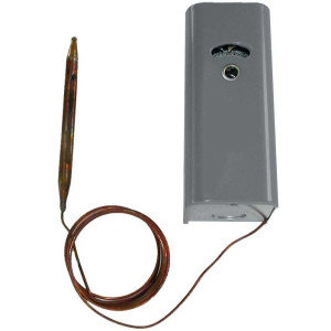 White Rodgers Thermostat Remote Bulb -34 + 32 C Hydraulic Action Element. Dustproof Steel Case With Top And Bottom Knockouts. Temperature Dial Graduated In F And C And Can Be Adjusted Through Cover. High Electrical Ratings Allow Operation Of Most Equipmen