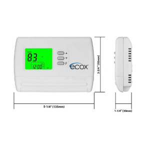 Ecox Single Stage Programable Thermostat Programmable, Cooling and Heating, 24 Volts or Battery Operated