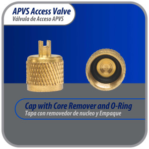 Appli Parts APVS-14142 1/4 in SAE Access Schrader Valve x 1/4 ODF x 2 in Copper Stem with Valve Core and Cap with gasket and core remover for AC and refrigeration systems 
