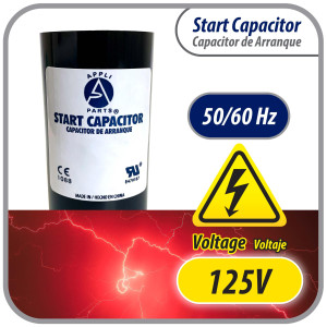 Appli Parts CON-130-110 Capacitor de Arranque 130-156 MFD (microfaradios) uF, 110-125 VAC. Universal para Motores Electricos, condensador de arranque de 3.7 cm de Diametro, 7 cm de Alto