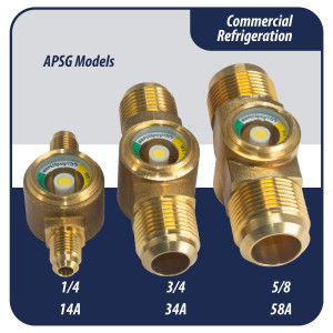 Appli Parts APSG-34A 3/4 in Sight Glass and liquid moisture indicator Flare connections with Solid Body for HVAC/R installations suitable for CFC HCFC HFC refrigerants
