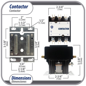 Appli Parts APAC-360120 Contactor 3 Polos 60A 120V Bobina Repuesto para Compresores de CA y Aplicaciones Electricas Certificacion UL E476929 de Trabajo Pesado