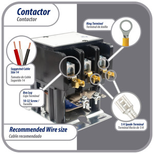 Appli Parts APAC-36024 Contactor 3 Polos 60A 24V Bobina Repuesto para Compresores de CA y Aplicaciones Electricas Certificacion UL E476929 de Trabajo Pesado