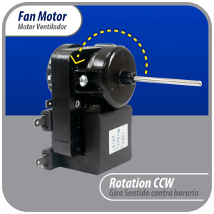 Appli Parts APFM-1638 Motor Ventilador para evaporadores de refrigeradoras 110 V, 60 Hz, 0.12 A, 7.5 W, 2500 rpm, CCW Giro contrario a las agujas del reloj, eje 4.3 cm Sirve 200D2940P005, WR01F01638
