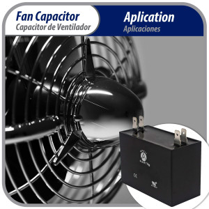 Appli Parts Condensador Capacitor de ventilador 2.5 mfd (microfaradios) uf 450VAC con conectores compatible con cualquier marca de igual capacitancia 3.7cm Ancho 1.8cm Prof 3.7cm Alto CAP-2.5-450