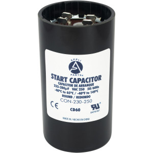 Appli Parts CON-230-250 Motor Start Capacitor 233-280 MFD uF, 250 VAC. Universal for Electric Motor Applications, 1.75 in Wide, 3.38 in Height
