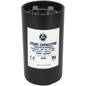 Appli Parts CON-460-110 Capacitor de Arranque 460-553 MFD (microfaradios) uF, 110-125 VAC. Universal para Motores Electricos, condensador de arranque de 4.6 cm de Diametro, 8.6 cm de Alto