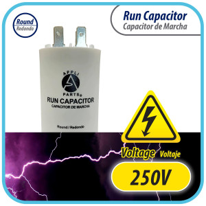 Appli Parts Run Capacitor for electric motors 100 Mfd uF (microfarads) 250VAC Plastic Case with terminals CBB60 Round Universal fit water pumps and others 4-1/2in High 2in Wide CON-100-250-P