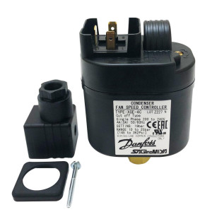 Danfoss 061H3140 Fan Speed Controller Type XGE, 145 to 362 psi setting, 220 V, 50/60 Hz, 1/4 in pressure inlet, DIN 8906
061H3103 061H3141 