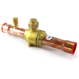 Danfoss 009L7055 7/8in Shut Off Ball Valve ODF GBC 22s Multiple Refrigerant MWP 650psi WT -40F to 300F with 1/4in SAE schrader Valve Bi-Flow