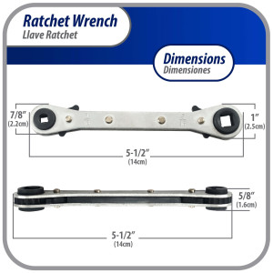 Appli Parts APT-RW122 Llave Ratchet 1/4 - 3/8 - 3/16 - 5/16 pulg, herramienta para servicios de sistemas de Aire Acondicionado y Refrigeracion