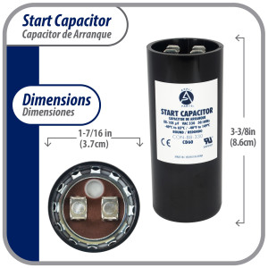 Appli Parts CON-88-330 Capacitor de Arranque 80-108 MFD (microfaradios) uF, 330 VAC. Universal para Motores Electricos, condensador de arranque de 3.7 cm de Diametro, 8.6 cm de Alto