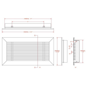 Difusor Perimetral 3/8 Separacion entre Aletas, Aluminio Blanco 24in x 04in DF3LB204000400 Vermont