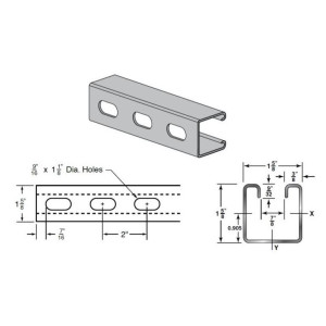 Canal de Estructura Profundo 1-5/8pulg x 1-5/8pulg x 10pies, 14ga, Pregalvanizado Canal de Estructura Profundo 1-5/8pulg x 1-5/8pulg x 10pies, 14ga, Pregalvanizado