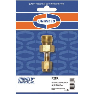 Uniweld F27R Adaptador para Salida Tanque Oxigeno A RH entrada a A RH Tuerca de Manguera