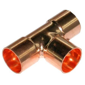 Appli Parts AP-RT218158 2-1/8x1-5/8x2-1/8 in Wrot Copper Reducing Tee CxCxC connections for refrigeration, air conditioning and plumbing applications ACR and Type L copper pipe