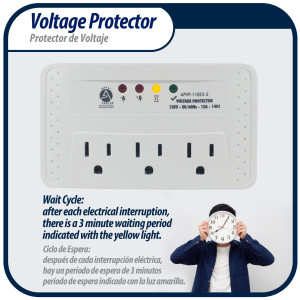 Appli Parts APVP-11EE3-2 120 V Voltage Surge Protector 50/60 Hz, 12 A, 140 joules for up to 3 Small Appliances