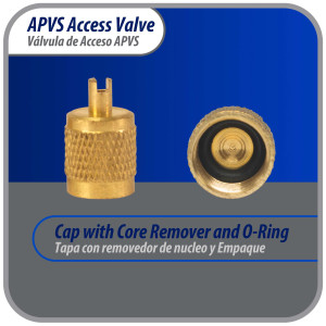 Appli Parts APVS-143162 1/4 in SAE Access Schrader Valve x 3/16 ODF x 2 in Copper Stem with Valve Core and Cap with gasket and core remover for AC and refrigeration systems