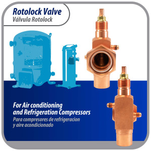 Appli Parts APRV-VA02 Rotolock Valve V02 1-3/4 in x 1-1/8 in ODF solder connection Universal replacement valve will work for refrigeration and air conditioning systems