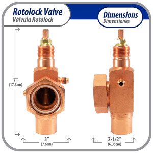 Appli Parts APRV-VA02 Valvula Rotolock V02 1-3/4 pulg x 1-1/8 pulg Soldable con puertos de acceso de 1/4 pulg Universal para sistemas de refrigeracion y aire acondicionado Appli Parts APRV-VA02 Valvula Rotolock V02 1-3/4 pulg x 1-1/8 pulg Soldable con puertos de acceso de 1/4 pulg Universal para sistemas de refrigeracion y aire acondicionado