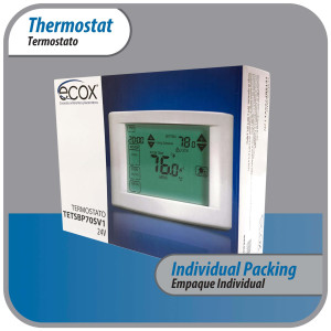 Ecox 7 Day Programmable air conditioning thermostat digital for home or office Touch Screen 5in LCD Backlit display 1 stage, 1C/1H cooling and heating battery (2xAA not Included) or 24 Volt Operated 