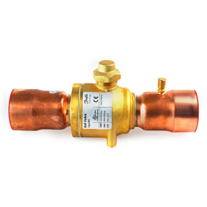 Danfoss 009L7067 3-1/8in Shut Off Ball Valve ODF GBC 79s Multiple Refrigerant MWP 650psi WT -40F to 300F with 1/4in SAE Schrader Valve Bi-Flow
