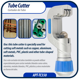 Appli Parts APT-TC550 1/4 in to 2 in Tube Cutter for Copper, Aluminum, Steel, PVC and other soft metal pipe for Plumbing and HVAC/R Professionals and DIY Applications 