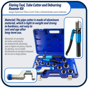 Appli Parts APT-FT300L Hydraulic Expander Swaging Tool, Tube Cutter and Deburring Tool Kit for 3/8 to 1-5/8 in Outer Diameter Tube for Copper, Aluminum and other Soft Metal Pipe