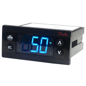 Danfoss ERC 112C Refrigeration Controller for Glass Door Merchandisers,  Commercial Fridges, Freezers, and Various Additional Applications 110/220V 4 Relay Output, 2 Temperature Sensors Not Included, Blue Display. Unprogrammed 080G3106, 080G3216, 080G3494