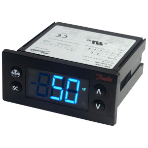 Danfoss ERC 112C Refrigeration Controller for Glass Door Merchandisers,  Commercial Fridges, Freezers, and Various Additional Applications 110/220V 4 Relay Output, 2 Temperature Sensors Not Included, Blue Display. Unprogrammed 080G3106, 080G3216, 080G3494