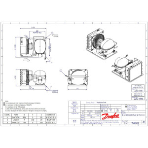 Danfoss LCHB0033RC0154B Unidad Condensadora 1/3HP LBP 115V/1Ph/60Hz R404 1 Ventilador con Compresor Reciprocante NF7CLX 114N0408  