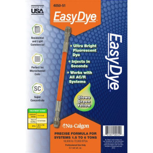 Nu-Calgon 4050-51 EasyDye Indicador de Fugas Fluorocente inyectable en segundos para equipos de 1.5 a 6 toneladas