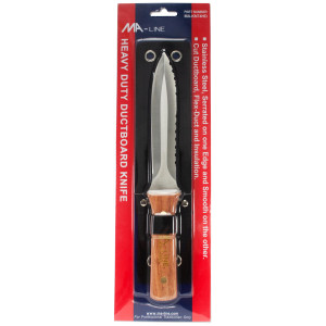 MA-Line MA-KN74HD Duct Board Knife and Sheath. Stainless Steel Blade. Smooth on 1 side.  Serrated on the Opposite Side