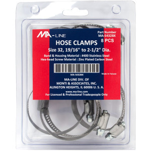 MA-Line MA-5432BX Hose Clamp 1-9/16in to 2-1/2in Diameter. Size 32. Combo Hex (10 x Bag)