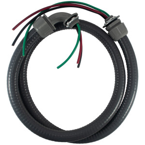 MA-Line MA-P6012W Lazo Electrico con Uniones Plasticas 1/2pulg x 6pies para Aire Acondicionado Cable Numero 10 Negro, Verde y Rojo Cable Trenzado THHN