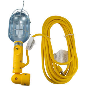 MA-Line MA-748325A Extension con Lampara de Trabajo con giro de 180grados Ajustable y Base Magnetica. Incluye Jaula Metalica protectora para el Bombillo. Cable Numero 16 125V 13Amp 25pies de largo