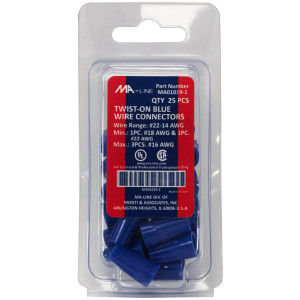 MA-Line MA01019-1 Blue Twist on Wire Connector No. 22 through 14 AWG. Bag of 25