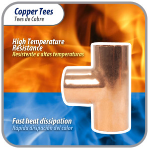 Appli Parts AP-T034B10 3/4 in Wrot Copper Tee CxCxC connections for refrigeration, air conditioning and plumbing applications ACR and Type L copper pipe (10 x Bag)
