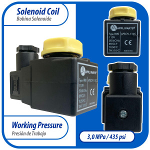 Appli Parts APSOV-110C Bobina para Valvula Solenoide 110 V, 50/60Hz, compatible con todos los refrigerantes fluorados CFC, HCFC y HFC, valvula no incluida